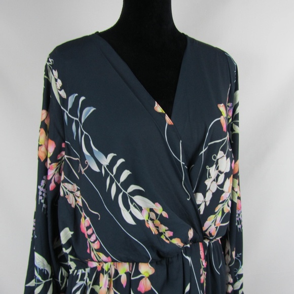 City Chic Dress Cold Shoulder Blue Floral Size 18W - Picture 5 of 8